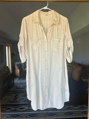 cloth & stone cream button-front shirt dress